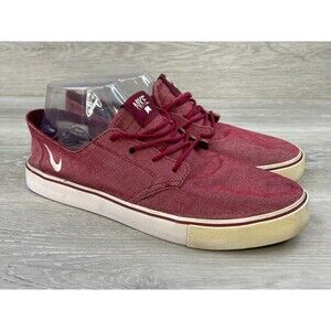 Nike SB Brata Men's Sneaker Red Canvas 9.5 Lace-Up Skateboard Athletic Shoes